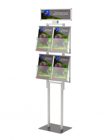 Składany stojak na ulotki 4 kieszenie A4 pionowo+toper  art 288v1