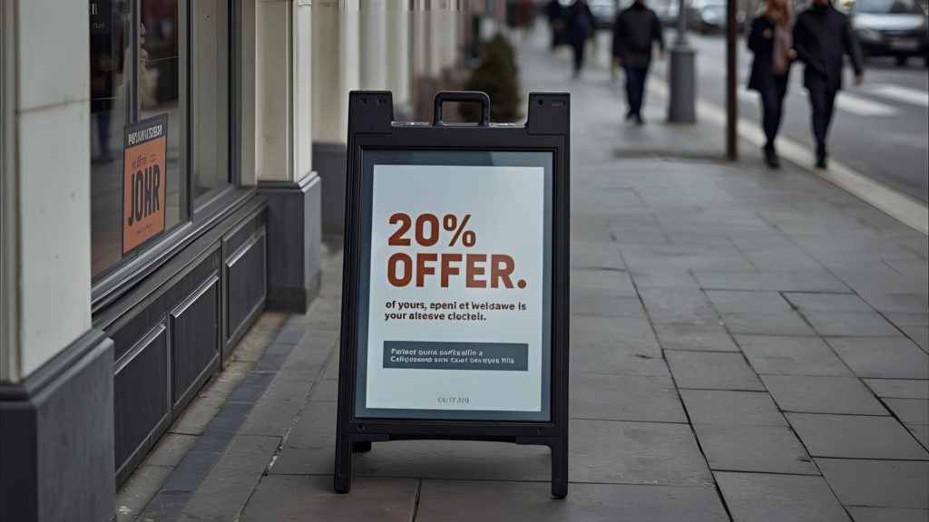 Reklama stojąca na chodniku - potykacze